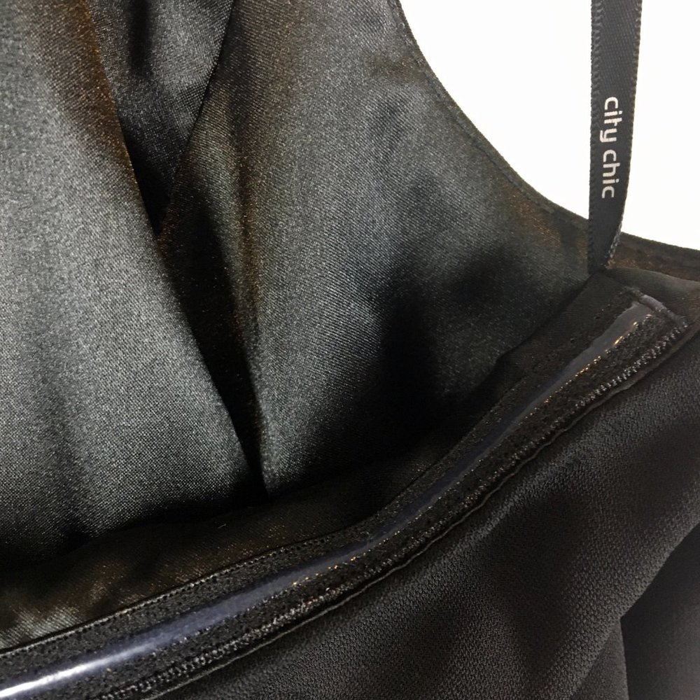 City Chic Solid Black Midi Romance Halter Dress - Picture 6 of 8
